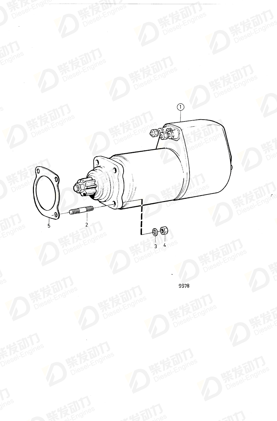 VOLVO Starter motor, exch 3803598 Drawing